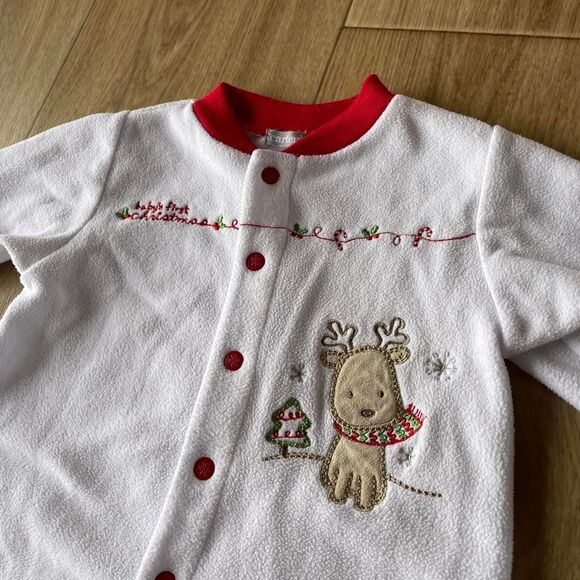 Carter's White & Red Footie Pajamas My First Christmas 3 Months Baby Vintage 90s - Picture 2 of 6